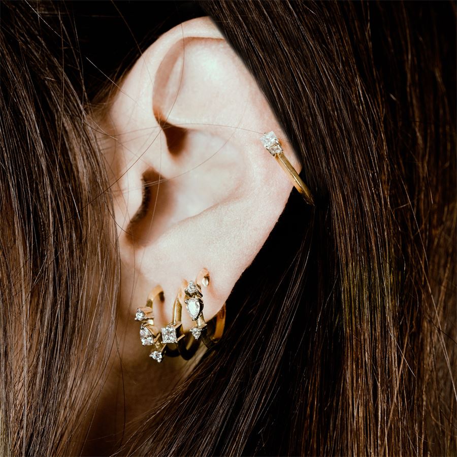 Yellow gold 'Balance' xs hoop earrings BALANCE | OR XS GC/TO-P/FARAU18G CT. 0,18+0,08